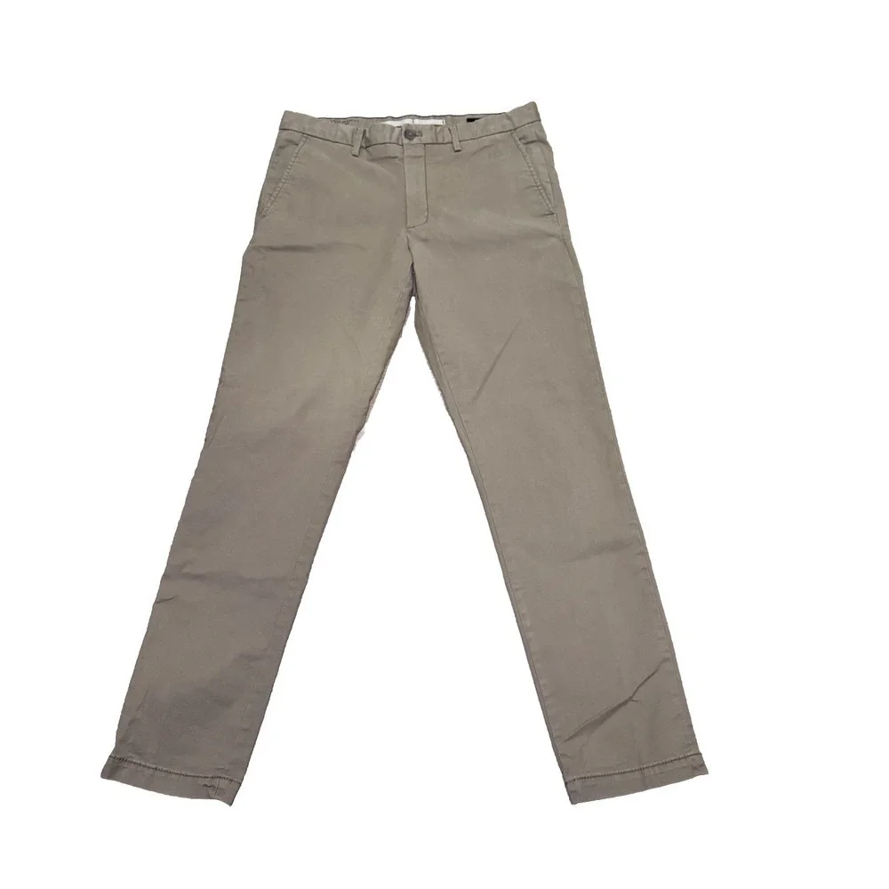 Banana Republic Men's 32x32(31.5) Lived-In Chino Pants Khaki Flat Front